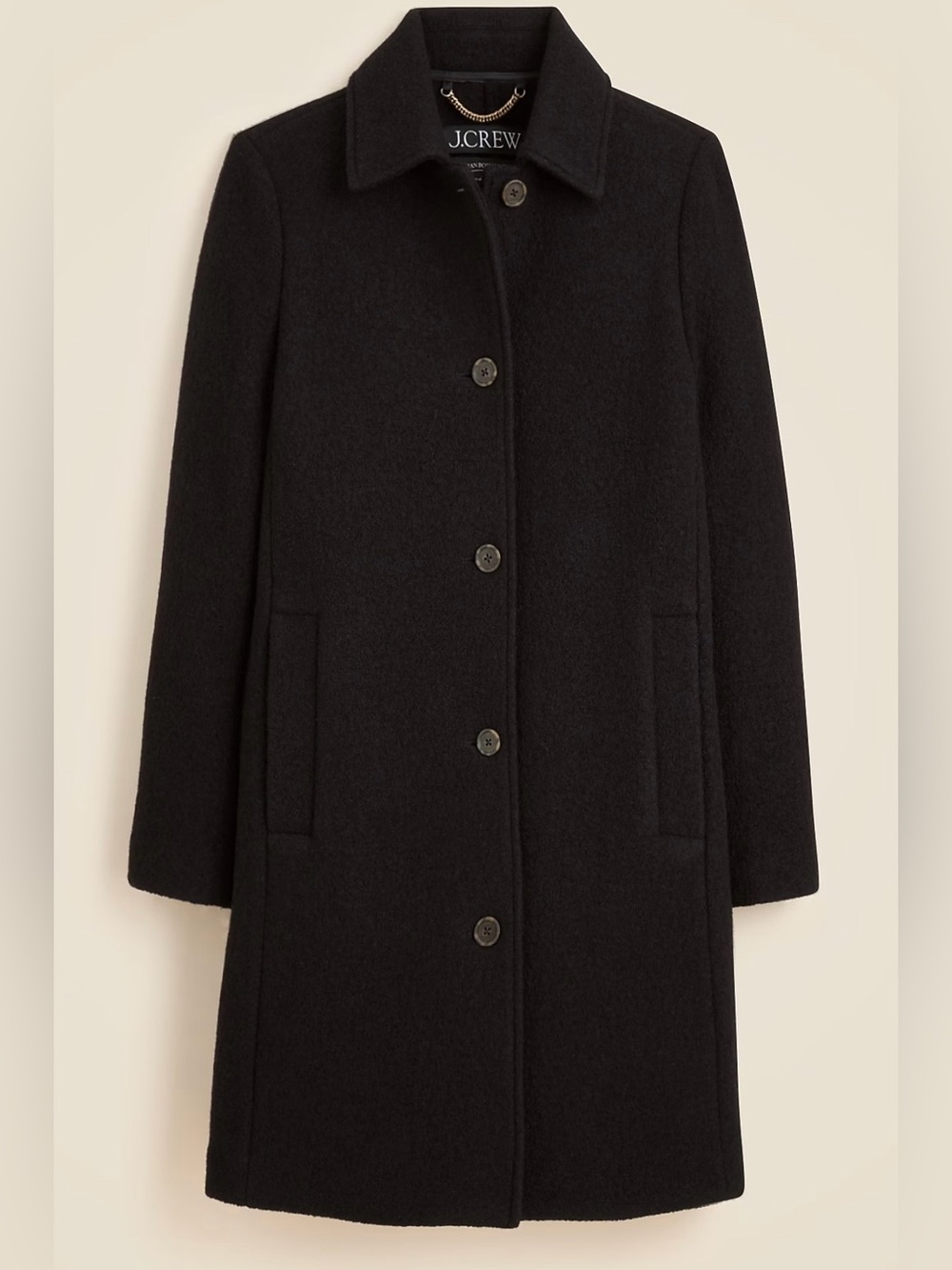 J.Crew Petite Car Coat Italian Boiled Wool Black 100% Wool 6P